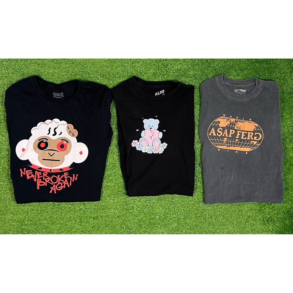 Graphic T Shirt Small Lot (3) NBA Never Broke Again A$AP Ferg ALAB Tee‎ Shirts
